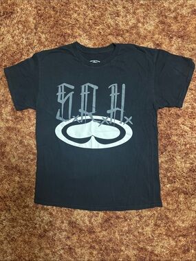 Black SRH Spade Short-Sleeve Graphic Tee with Light Gray Chest Print
